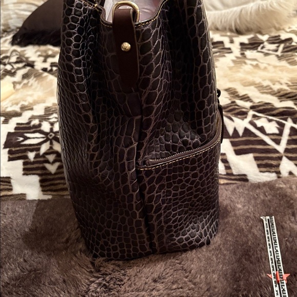 Dooney & Bourke Dark Brown Croc-Embossed Bag - Picture 3 of 12